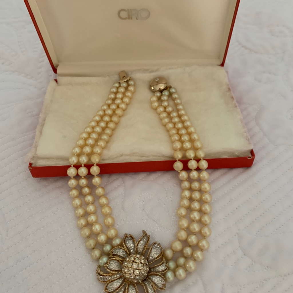 Vintage Panetta Necklace W Sunflower Rhinestone Medallion